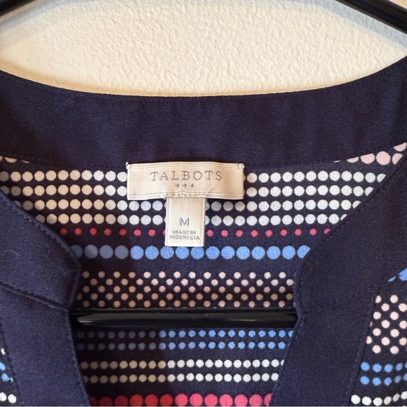 Talbots Blue and White Mandarin Collar Blouse - Picture 3 of 5